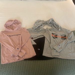 3 boys Champion lightweight hooded t shirts size small